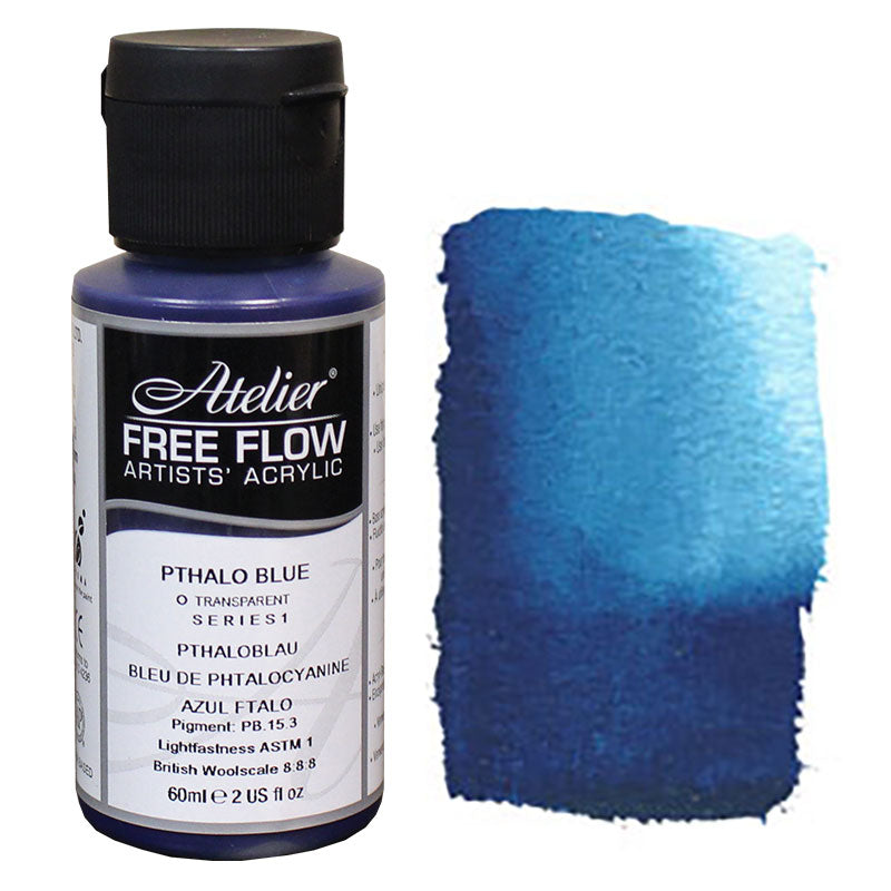 US Art Supply Phthalo Blue Transparent Acrylic Airbrush Paint 8 oz.