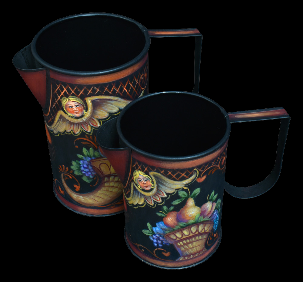Tin Pitchers - pair