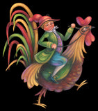 Rooster Rider Ornament - JF008
