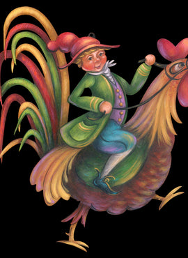 Rooster Rider Ornament - JF008