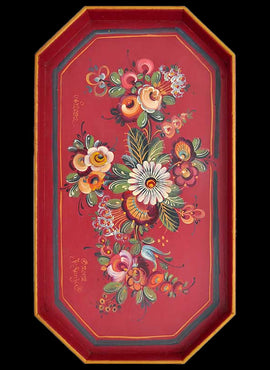Os Florals Red Tray - JP3270