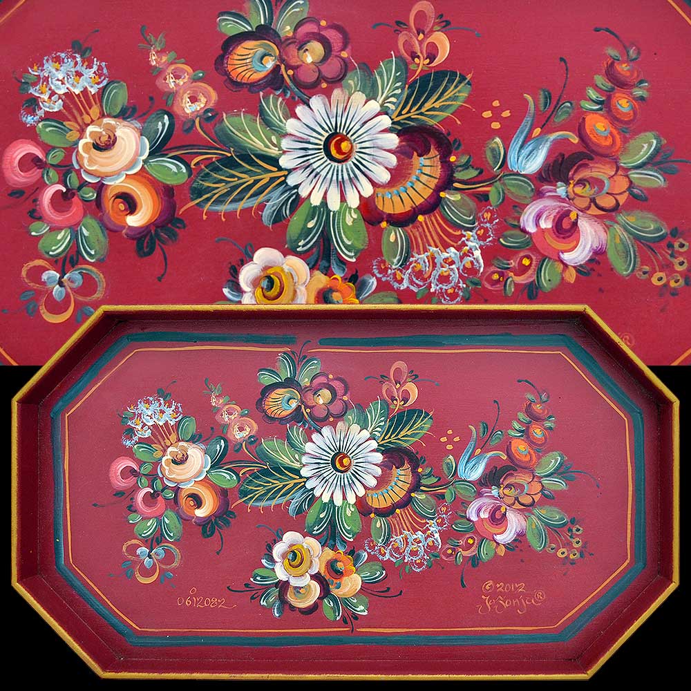 Os Florals Red Tray - JP3270