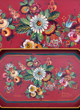 Os Florals Red Tray - JP3270