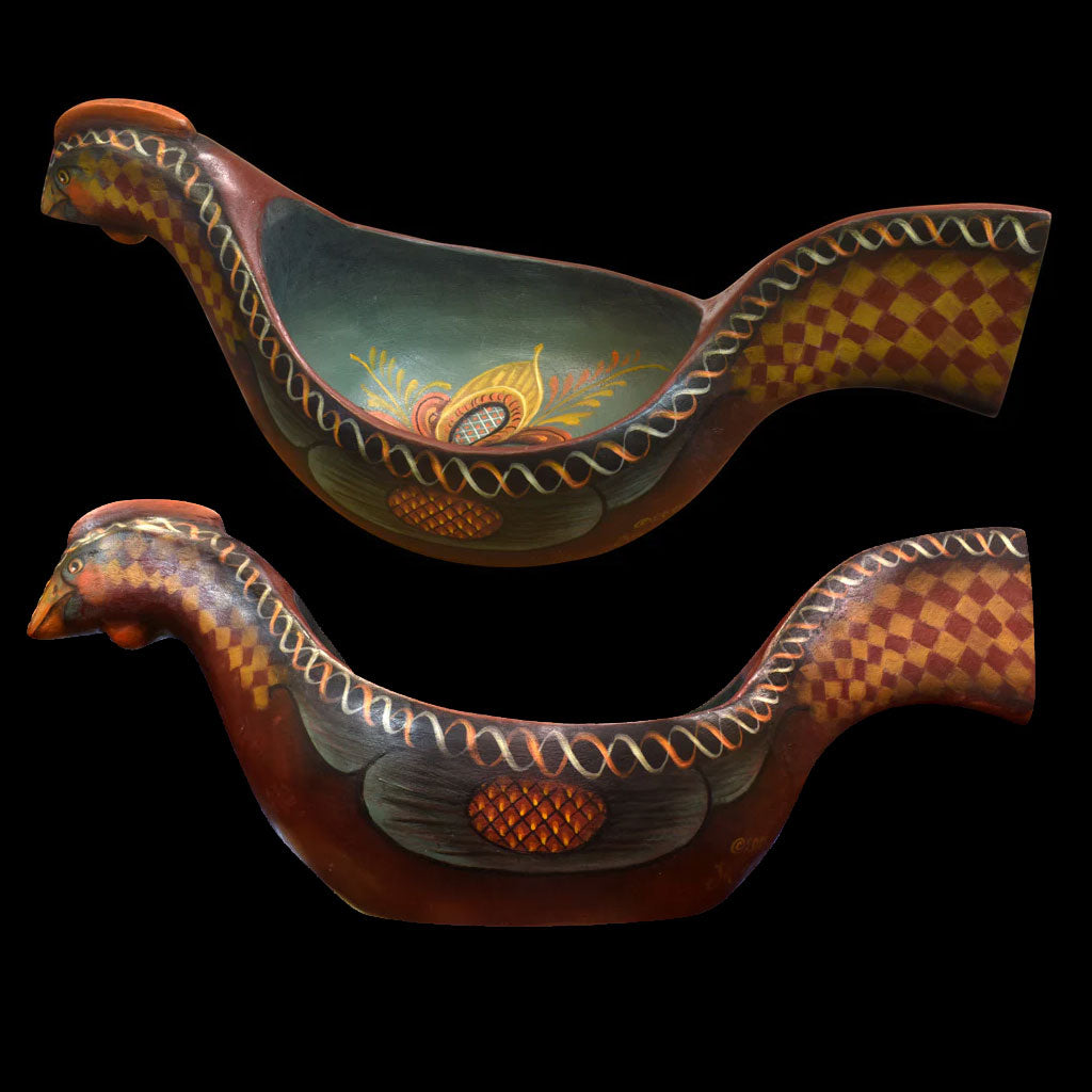 Lg Carved Setesdal Hen Bowl - Unfinished