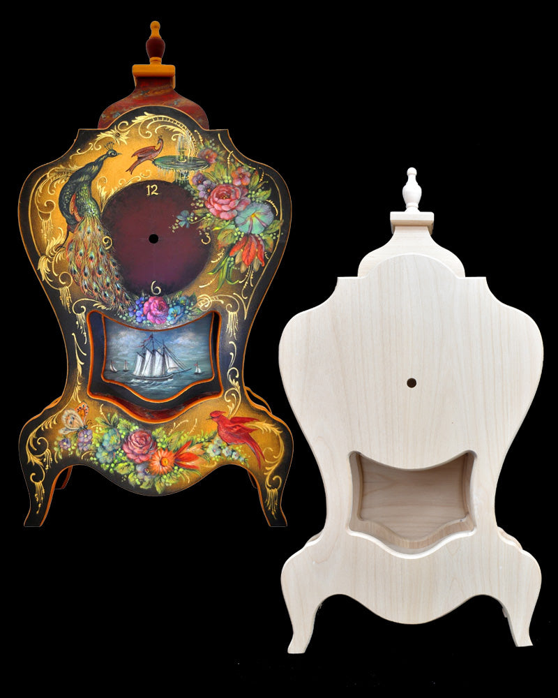 Peacock Fountain Chippendale Clock - JP3322 Bundle