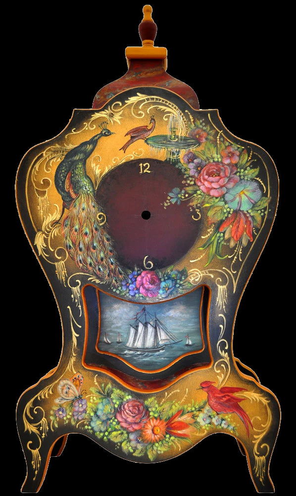 Peacock Fountain Chippendale Clock - JP3322 Bundle