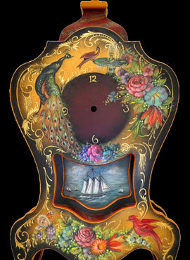 Peacock Fountain Chippendale Clock - JP3322 Bundle
