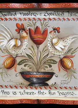 Spotted Rooster & Speckled Hens - JP1069