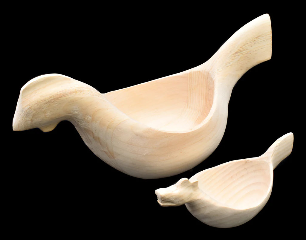 Lg Carved Setesdal Hen Bowl - Unfinished